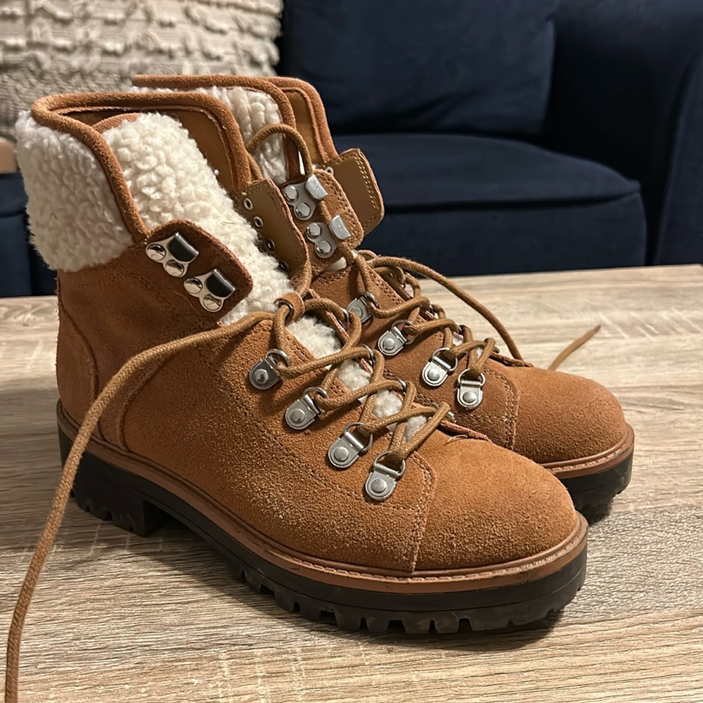 Marc Fisher lace up boots with Sherpa